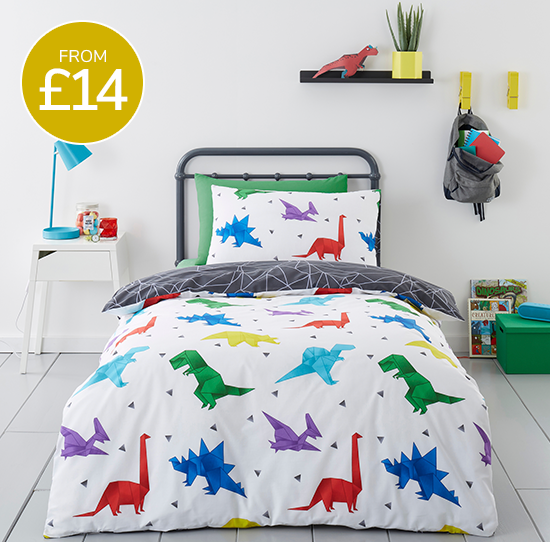 Origami Dino 100% Cotton Reversible Duvet Set